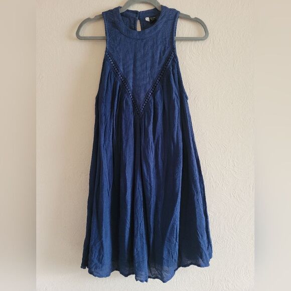 Volcom Peaceazy High Neck Halter Tank Dress, Navy Blue , Size Medium - Picture 5 of 9